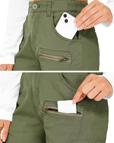 AKARMY Women's Relaxed Fit Cargo Pants with Zipper Pockets U989684