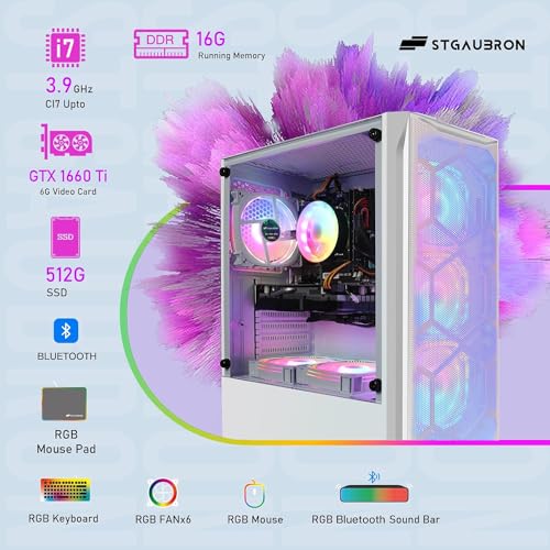 STGAubron Gaming PC Desktop, Intel Core i7, Radeon RX 580 8G, 16G RAM, 512G SSD G93438