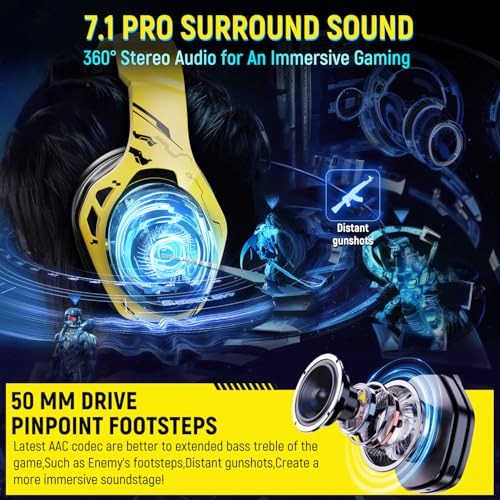 Wireless Gaming Headset for PS5 PS4 PC Switch, 2.4GHz USB & Type-C, 7.1 Surround Sound Q2564
