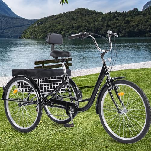 Adult 3-Wheel Tricycle 24/26-Inch 7-Speed with Basket D757