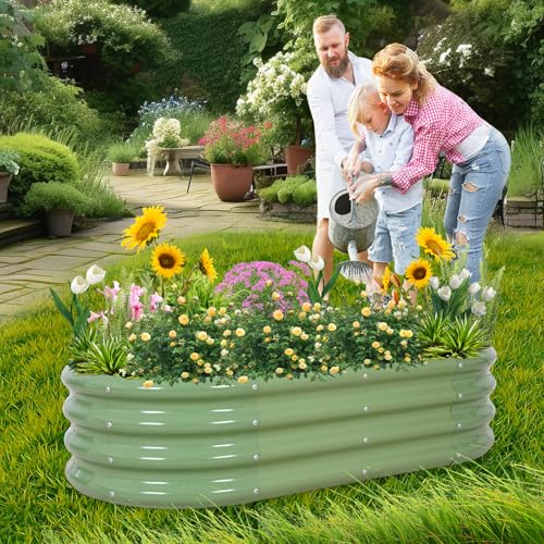 1MORE Galvanized Raised Garden Bed 4x2x1.4ft Metal Planter Box Outdoor D509