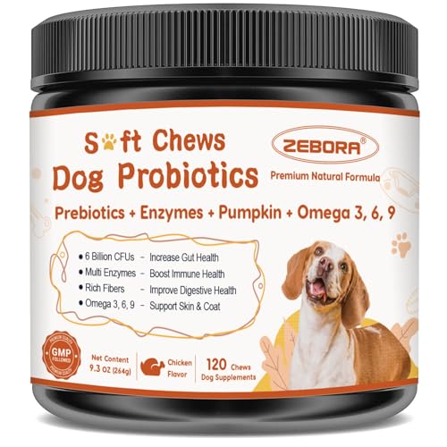 Probiotics for Dogs Dog Probiotics for Digestive Enzymes Health with pumpkin, Fish Oil, Enzymes, Supports Gut & Immune & Itchy - 120 Soft Chews