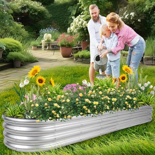 1MORE Galvanized Raised Garden Bed 4x2x1.4ft Metal Planter Box Outdoor D509