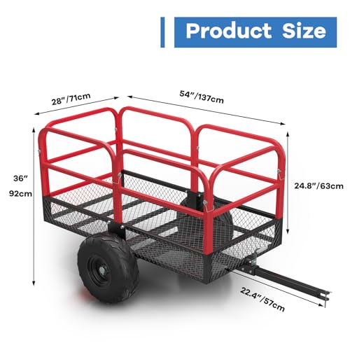 Heavy Duty ATV Dump Cart, 1700 lb Steel Utility Trailer B2285