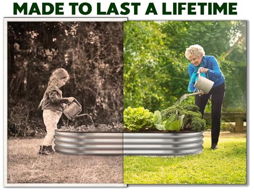 Galvanized Raised Garden Bed 4×2×1 ft Metal Planter Box for Vegetables, Flowers M146044