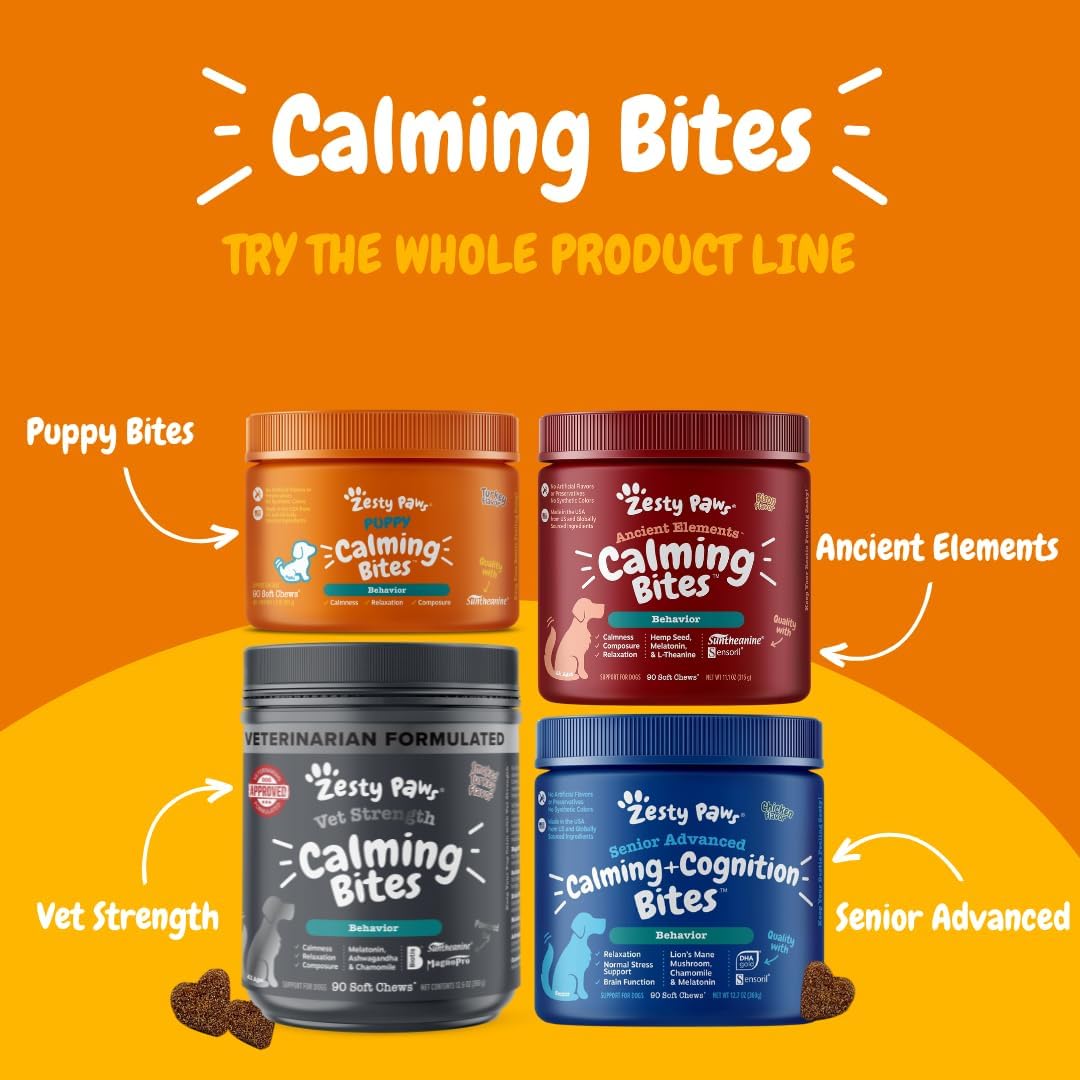 Zesty Paws Calming Chews for Dogs with Melatonin, Smoked Turkey, 90ct K90463
