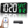 17 Inch Digital Wall Clock Large Display Bluetooth Sync Time, Auto-Dimming Large Digital Wall Clock with Remote, Date/Week/Temperature/DST, Plug-in Large Digital Clock for All Large Spaces Use