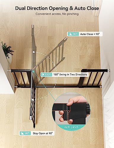 COMOMY 36" Extra Tall Baby Gate for Stairs, Auto Close, Black Q468124