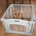 MyPet North States Petyard Passage: 4-Panel Folding Dog Playpen Indoor or Outdoor. 7 sq. ft. Puppy Playpen, Lockable Pet Door. Freestanding Play Pen Dog Gate. Made in USA. 26" Tall, Brown