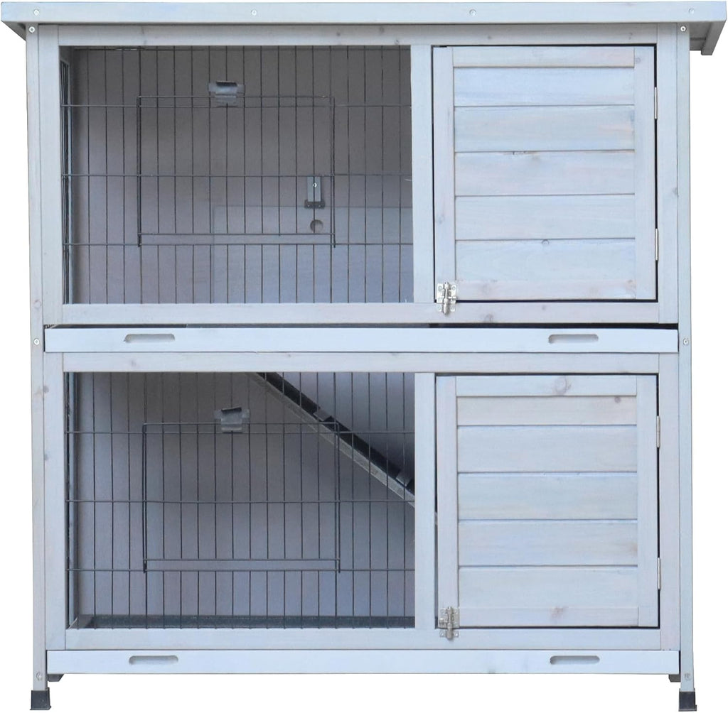 41" 2-Story Weatherproof Rabbit Hutch with Removable Trays G365258