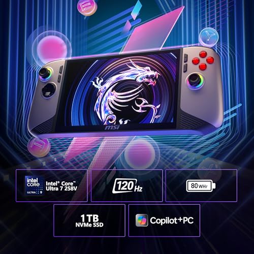 MSI Claw PC Gaming Handheld: Intel Ultra 7, 7" FHD 120Hz, 16GB, 512GB, Win 11 H32341