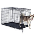 Dog Kennel - 42-Inch Dog Crate with Doors for Front and Side Access - Collapsible Dog Crate with Divider Wall Panel for Large Dogs by PETMAKER (Black)