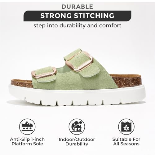 Project Cloud Genuine Leather Platform Wedge Sandals for Women with Memory Foam Insole A28730