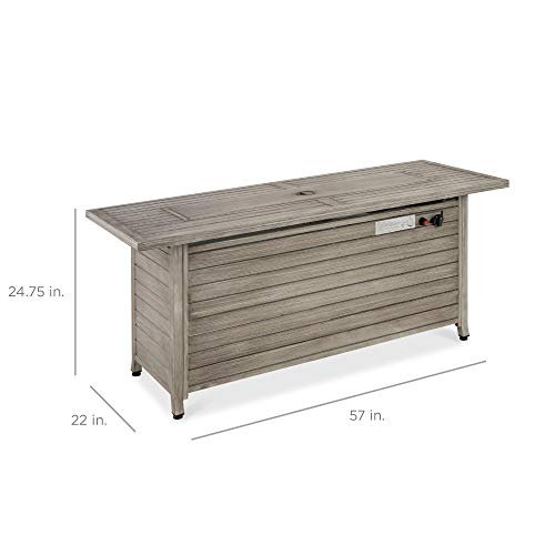 Best Choice Products 57in Propane Gas Fire Pit Table, 50,000 BTU Outdoor Rectangular Firepit, Gray O600