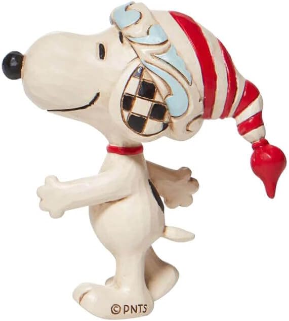 Enesco Peanuts Jim Shore Snoopy Christmas Cap Miniature Figurine, 3 Inch M28270