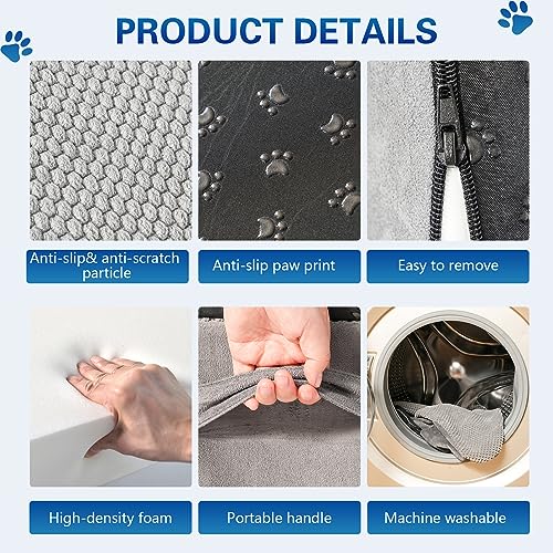 28 Inch High Dog Stairs for Bed, Extra Wide 6 Tier Pet Steps with Washable Cover F547
