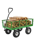 VEVOR 900 Lbs Heavy Duty Steel Garden Cart, Garden Wagon Cart on Wheels, Outdoor Metal Yard Utility Wagon Carts with 10" Tires and Mesh Removable Sides(Convert to Flatbed) and 180°Rotating Handle