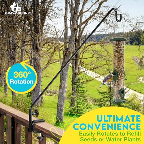 Gray Bunny Deck Hook 37 Inch Bird Feeder Pole with Non-Slip Clamp Y861