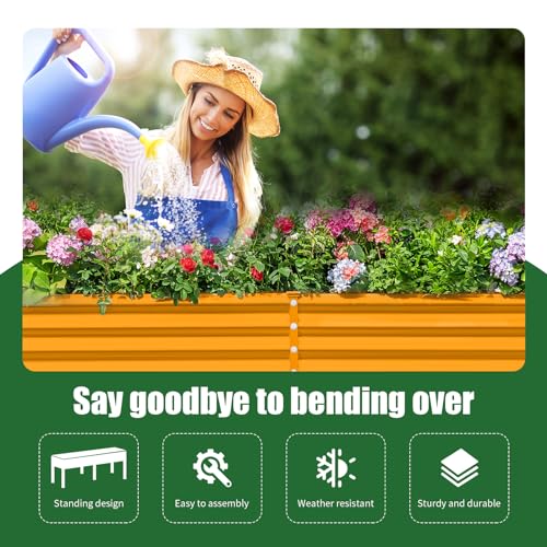 Land Guard Galvanized Raised Garden Bed with Legs, 48×24×32in Metal Elevated Planter Box Z11926