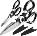 2-Pack, Food Grade Kitchen Scissors | Multifunctional Poultry Shears, Fish Bone Cutters, Kitchen Meat Shears for Chicken, Duck, Fish | Food Scissors with Nut & Bottle Opener | Stainless Steel Tool