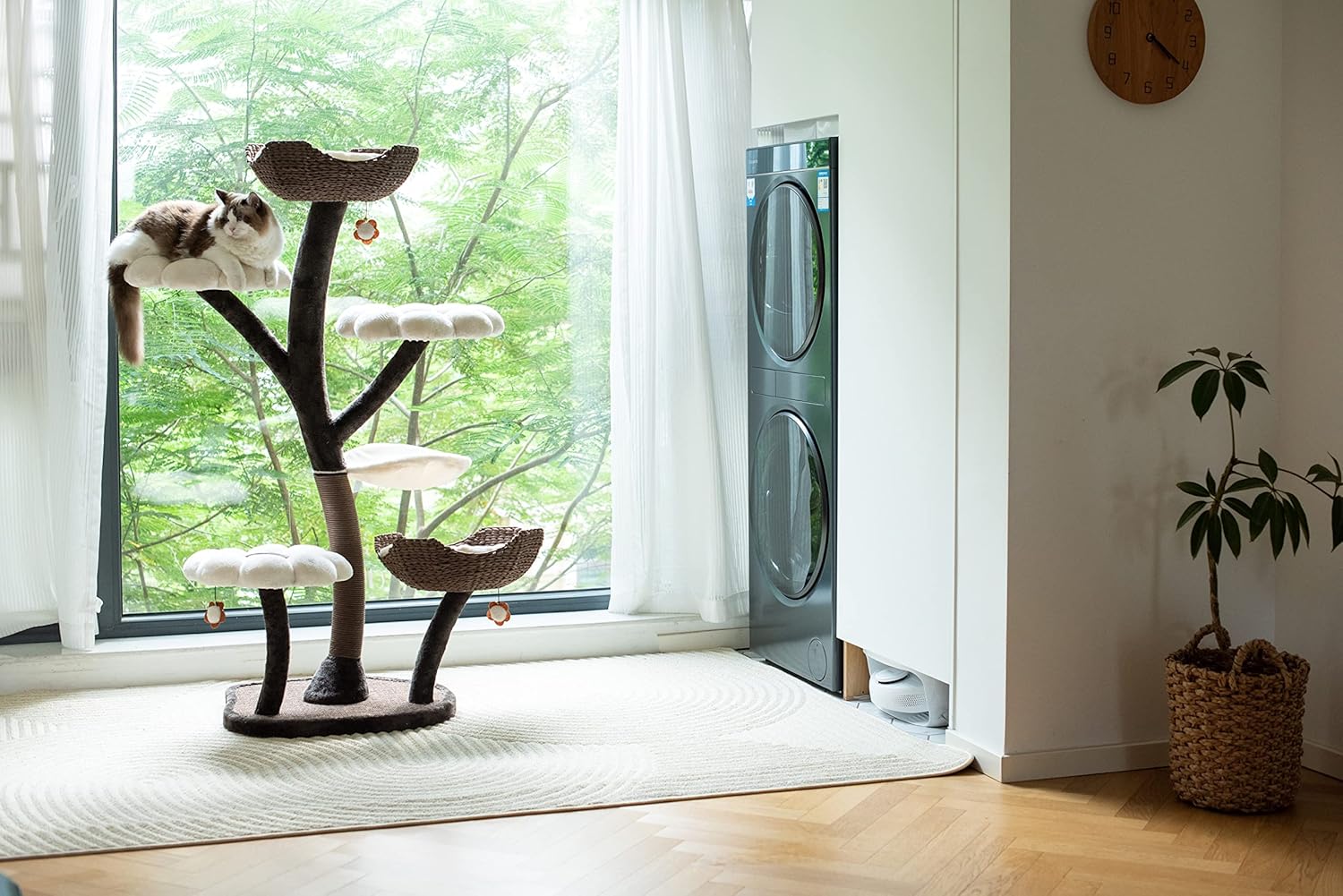 Catry Cat Tree Woodowoodo Cat Tower with Scratching Post and Hammock L2017