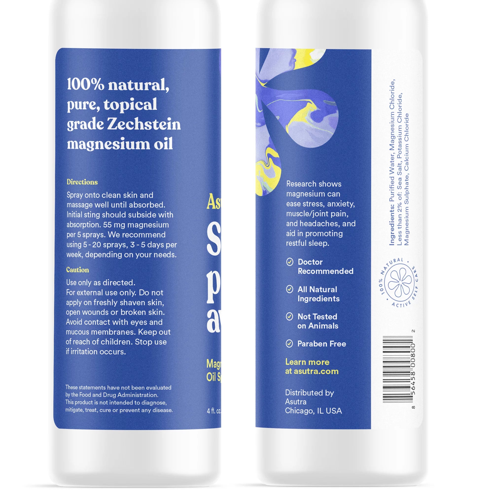 Asutra Pure Zechstein Magnesium Oil Spray, 4 oz. J743