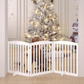 BHG No-Assembly Freestanding Dog Gate, Extended Wide 72" Tall 30" Wooden Pet Gate, Accordion Folding Playpen Fence, 2PCS Support Feet Included, for The House - White