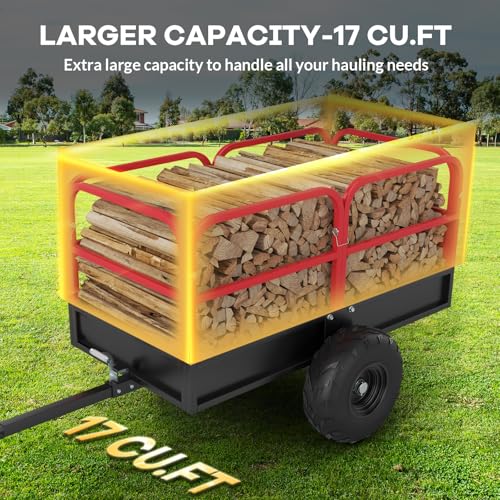 Heavy Duty ATV Dump Cart, 1700 lb Steel Utility Trailer B2285