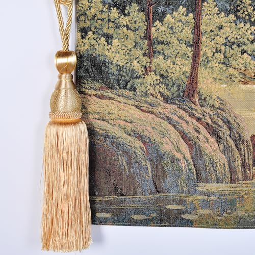 Vintage Nature Tapestry Wall Hanging with Telescopic Rod & Tassels I9744