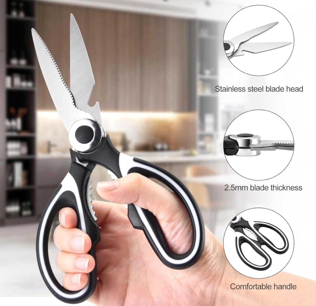2-Pack Food Grade Kitchen Scissors, Stainless Steel Poultry Shears A37641