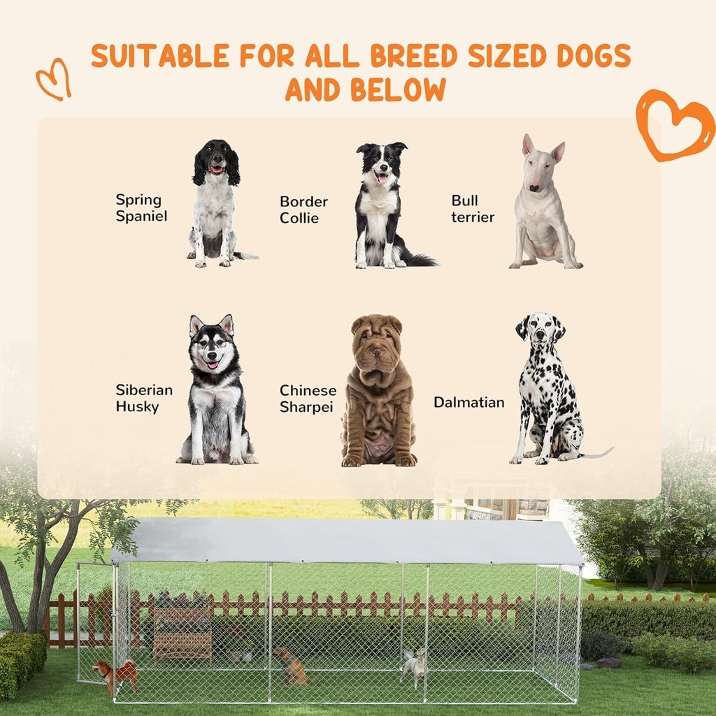 PawHut Large Dog Kennel Outdoor Heavy Duty Cage with Waterproof Cover K2938