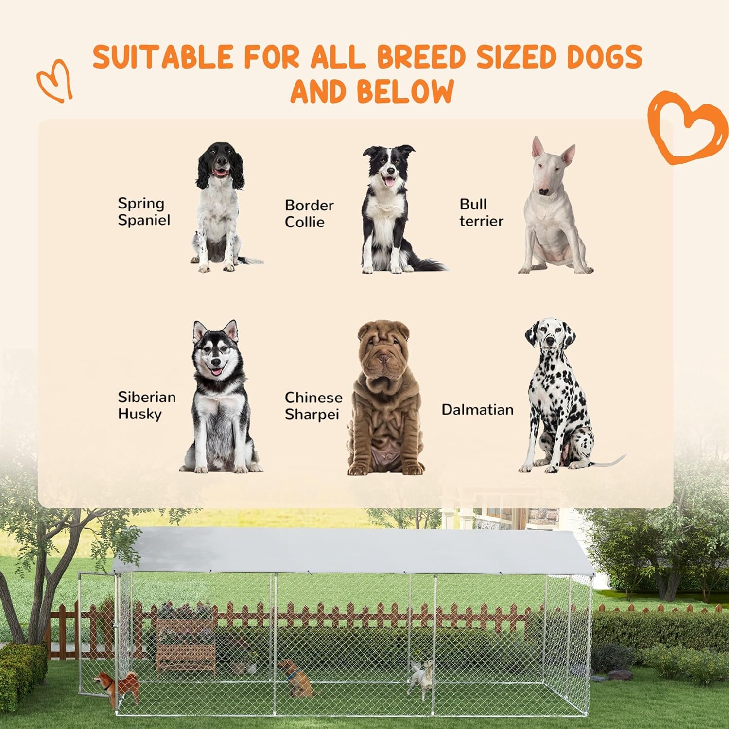 PawHut Large Dog Kennel Outdoor Heavy Duty Cage with Waterproof Cover K2938