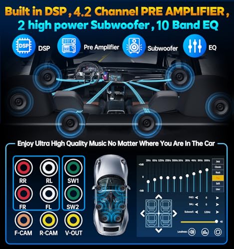 PLZ 7" Wireless Double Din Car Stereo with Apple Car Play, Android Auto, Bluetooth, Backup Camera J82889