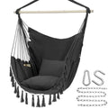 Y-STOP Hammock Chair Hanging Rope Swing with 2 Cushions, Beige I74503