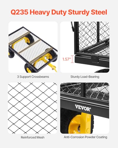 VEVOR 900 Lbs Heavy Duty Steel Garden Cart with 10" Tires and Removable Sides J262