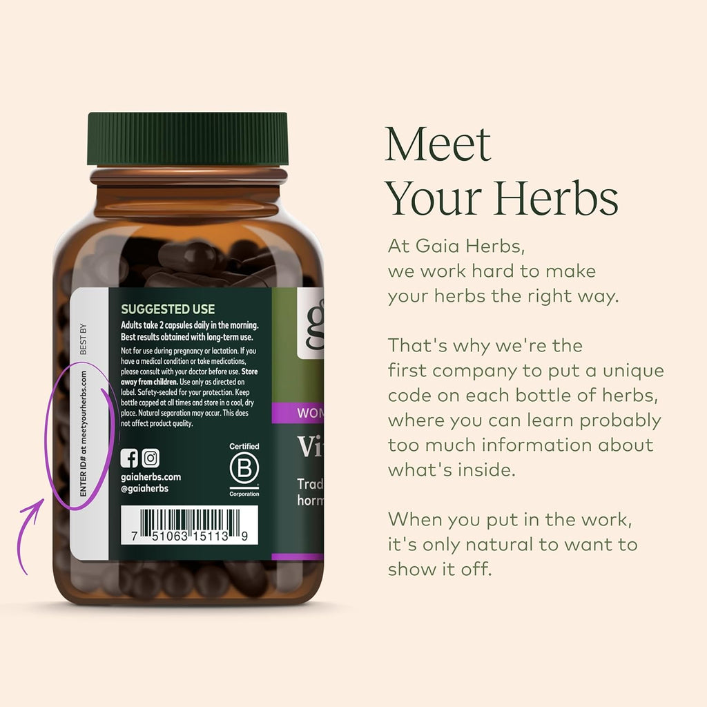 Gaia Herbs Cycle Support Herbal Supplement with Vitex Berry & Schisandra, 60 Vegan Capsules G8927