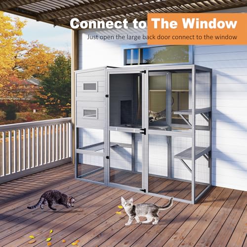 Catio Outdoor Cat Enclosure, Large Walk-in Cat Cage with Waterproof Cover, 72 inch X803947