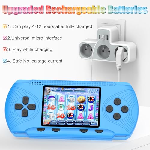 Handheld Game Console for Kids, 3" HD Screen, 258 Games, Blue J1136