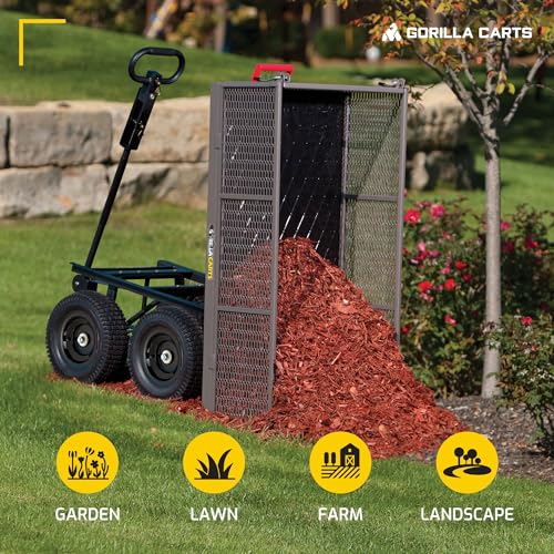 Gorilla Carts Steel Utility Wagon with Removable Side Panels, 1200 lb Capacity, Gray N54151