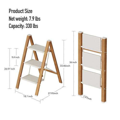 2 Step Lightweight Aluminum Folding Ladder with Anti-Slip Pedals, 330 lbs Capacity D5199