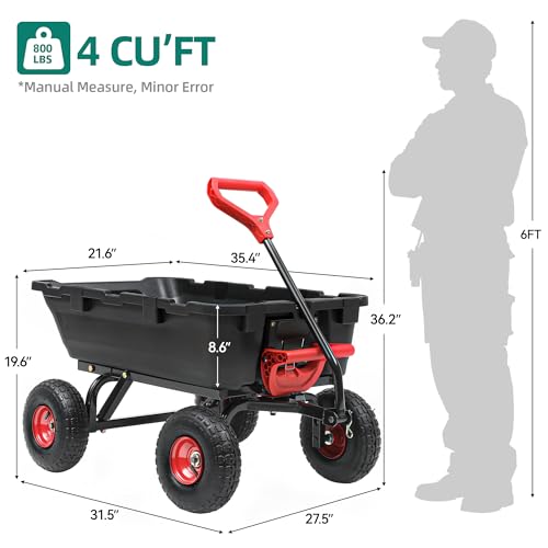 800lbs Garden Dump Cart with 10" Pneumatic Tires J882958