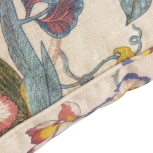 Outdoor Dining Chair Cushions Set of 4, 44x21x4.5 Inch, Khaki Floral Y7959
