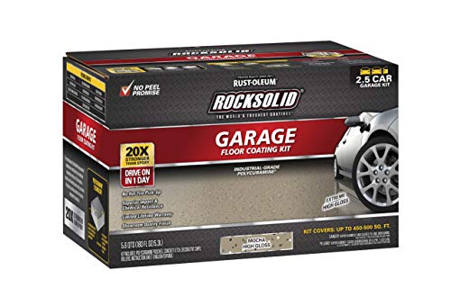 Rust-Oleum RockSolid Polycuramine Garage Floor Coating, 2.5 Car Kit, High Gloss Gray F2688