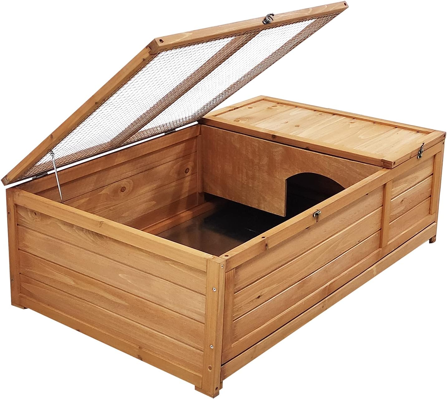 Ogrmar 38" x 13" x 24" Wooden Tortoise House Large Tortoise Habitat Enclosure Cage with Removable Bottom for Indoor & Outdoor Small Animals and Reptile