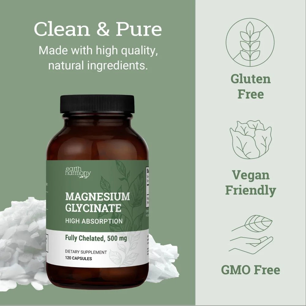 Pure Chelated Magnesium Glycinate 500 mg, 120 Capsules Q782261