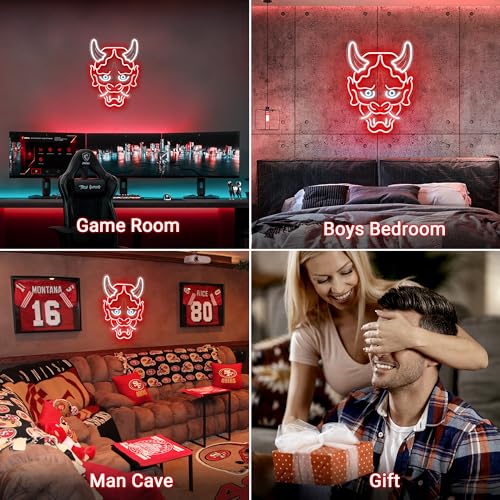 Kavaas Gaming Neon Sign Mushroom Wall Decor for Game Room, Red K6405