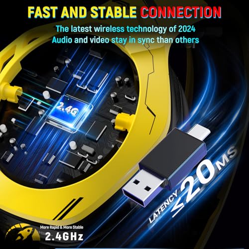 Wireless Gaming Headset for PS5 PS4 PC Switch, 2.4GHz USB & Type-C, 7.1 Surround Sound Q2564
