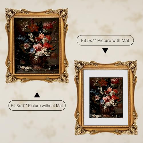 Black Vintage Picture Frame with Mat for 5x7 or 8x10 Photos E9622