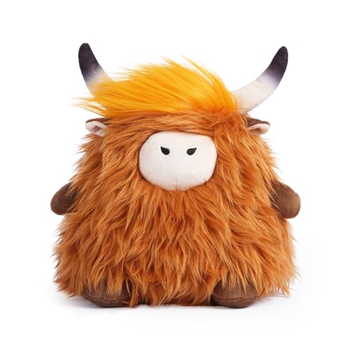 Highland Cows Stuffed Animal Scottish Highland Cows Plush Toy Cute Farm Plushie Christmas Birthday Present for Adults Boys Girls (Brown, 11 in)