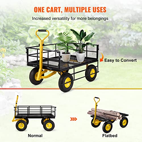 VEVOR 900 Lbs Heavy Duty Steel Garden Cart with 10" Tires and Removable Sides J262